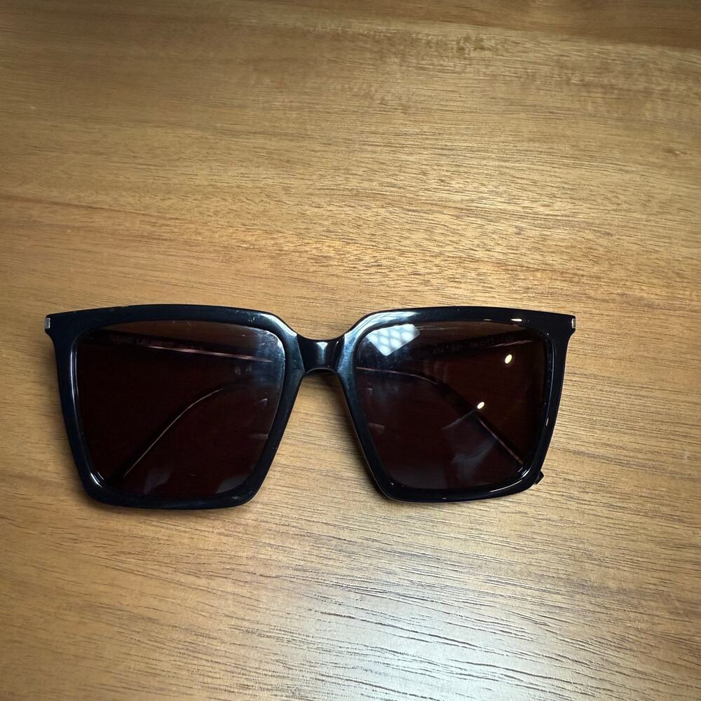 Saint Laurent SL 474 Oversized Square Frame Black Sunglasses YSL Unisex - Picture 2 of 16